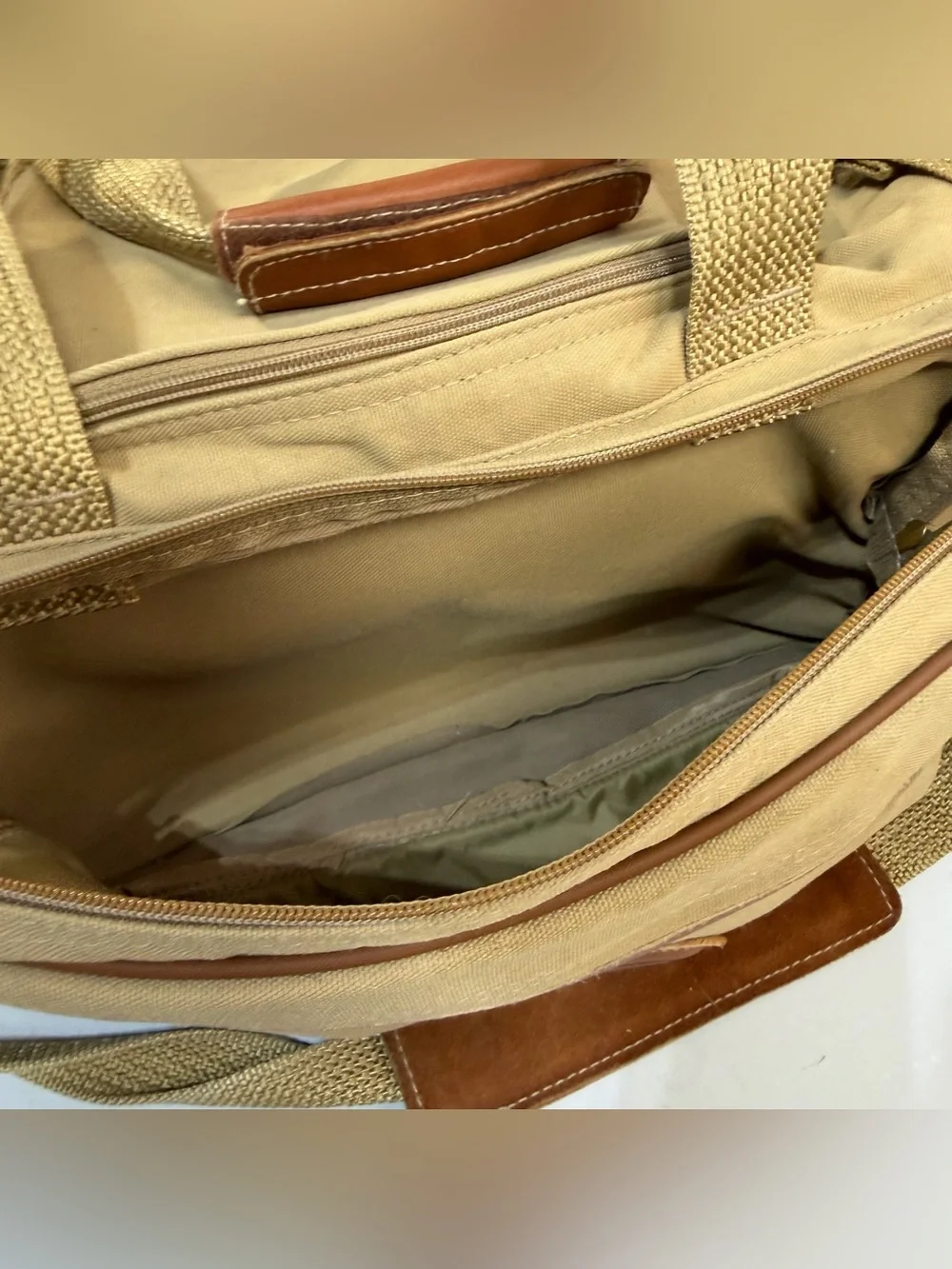 Vintage Ford‎ Edition Eddie Bauer Duffle Bag Canvas Tan Weekender Military